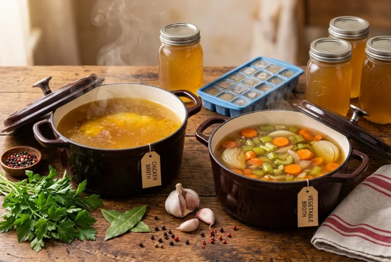 Como fazer caldo caseiro de legumes e de frango (e congelar)