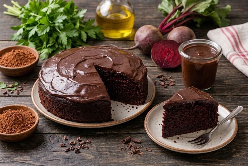 Bolo de chocolate com beterraba